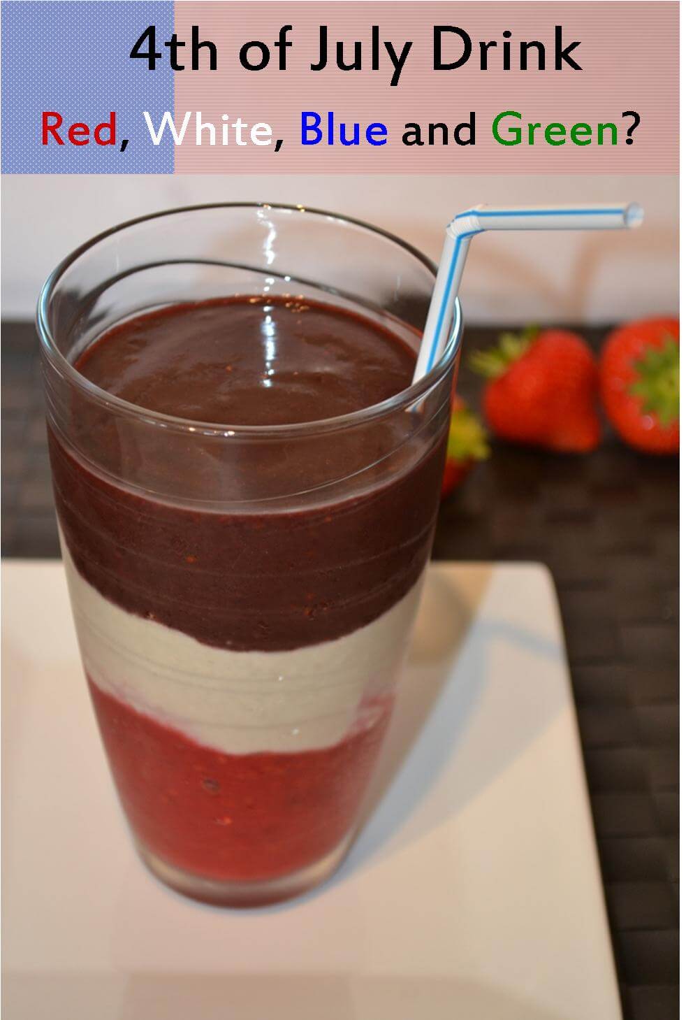 4th of July Drink: Red, White and blue, and still Green? (Green Smoothie/Green Thickie)