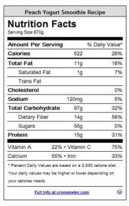 Peach Yogurt Nutritional Info