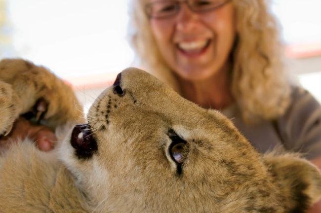 Marieta van der Merwe and Friend, Harnas Sanctuary, Namibia, © M.C.Tobias