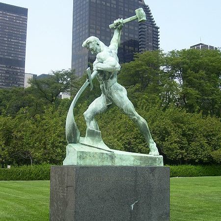 Statue in front of New York UN