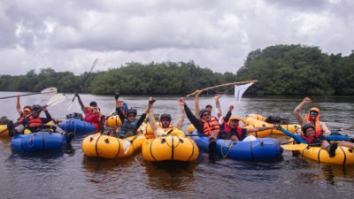 The team arriving at the Atlantic coast of Guna Yala at the culmination of the journey