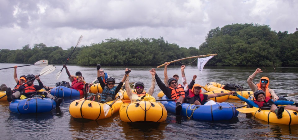 The team arriving at the Atlantic coast of Guna Yala at the culmination of the journey