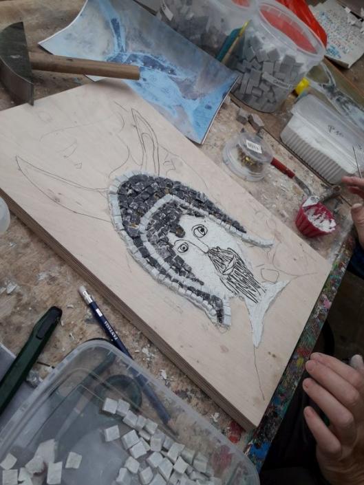 Kindertekening in mozaïek