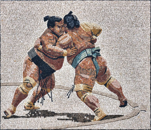 Sumo worstelaars Roman mosaic with a twist